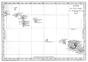 TAHITI/ Polynesien, Karte der Taiti Inseln zur Malerischen Reise um die Welt, Kupferstich, 1835, ...