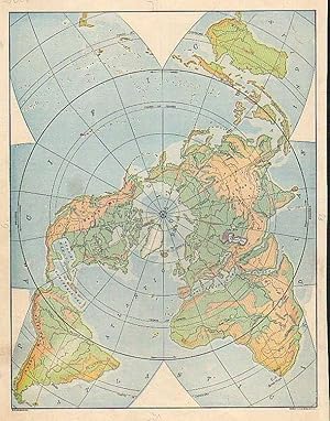 WELTKARTE, Die Welt auf einem Globus-Segment, Farbholzstich, Farquhar 1901, Mittelpunkt: der Nord...
