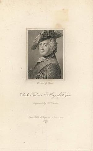 Charles Frederick 2.nd King of Prussia. Stahlstich-Porträt von E.F. Finden nach Antoine Pesne.