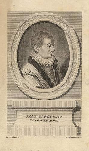 Jean Passerat. Kupferstich-Porträt von Gaucher nach Thomas de Leu.