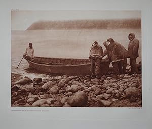 Launching the Boat - Little Diomede Island, Plate 704 from The North American Indian. Portfolio XX