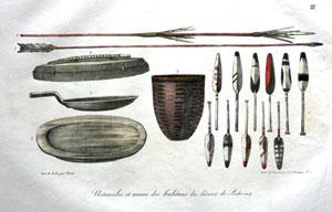 ustensiles et armes des habitans du detroit de behring, Pl. III (Utensils and Arms from the inhab...