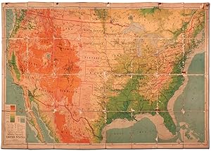 [Color Lithographic Map]: Physical-Political United States