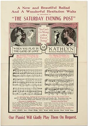 [Broadsheet]: "When You Play in the Game of Love" [and] "Kathlyn" Hesitation Waltz or Valse Boston