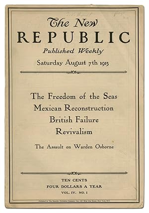 The New Republic -- August 7th 1919, Vol. IV, No. 1