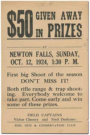 [Broadside]: $50 Given Away in Prizes at Newton Falls, Sunday, Oct. 12, 1924. First Big Shoot of ...