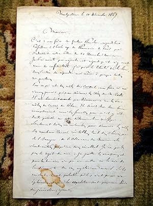 1867 JULES-EMILE PLANCHON HANDWRITTEN LETTER to DR. V.A. SIGNORET, plus two of J.-E. Planchon's O...