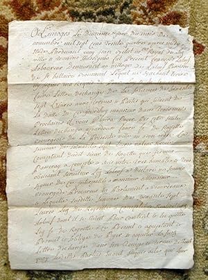 1724 HANDWRITTEN SIGNED DOCUMENT from LIMOGES, FRANCE w/ OFFICIAL LIMOGES SEAL