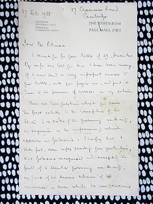 1938 SIR ERNEST BARKER Four Page HANDWRITTEN LETTER