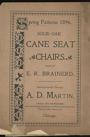 Solid Oak Cane Seat Chairs Made by E. R. Brainerd, Sold Exclusively Through A. D. Martin, Sprint ...
