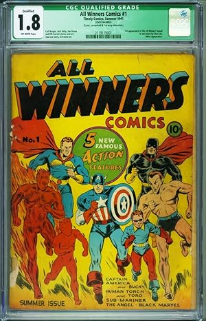 All Winners #1 CGC 1.8 Q 1941- CAPTAIN AMERICA- Human Torch- 2119115001