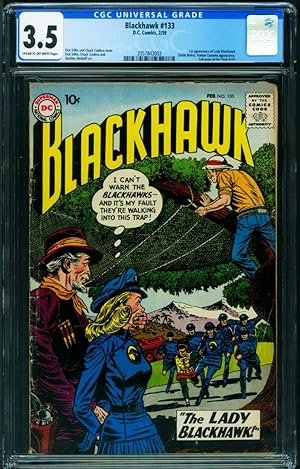 BLACKHAWK COMICS #133 CGC 3.5 1st LADY BLACKHAWK 1959-DC 2057843003