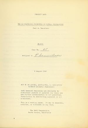 The Le Chatelier principle in linear programming. U.S. Air Force Project RAND report RM-210.