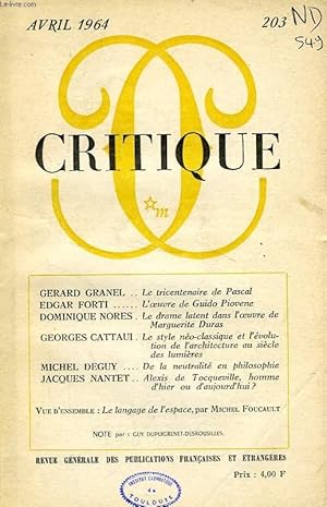 Télécharger CRITIQUE, 15e ANNEE, N° 203, AVRIL 1964 Gratuit