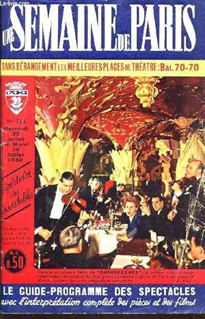 Télécharger LE GUIDE PROGRAMME DES SPECTACLE - UNE SEMAINE DE PARIS / N°713 - MERCREDI 20 JUILLET AU MARDI 26 JUILLET 1960. Gratuit