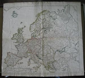 Grenzcolorierte Kupferstichkarte von Europa. Auf der Karte: Portugal, Spanien, Frankreich, Großbr...