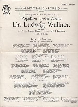 Programmheft mit den Texten zum populären Lieder-Abend von Dr. Ludwig Wüllner. Am Klavier: Herman...