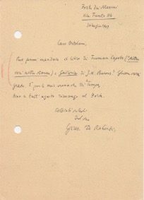 Cartolina postale viaggiata, autografa firmata, datata 30 luglio 1949 - Forte dei Marmi, inviata ...