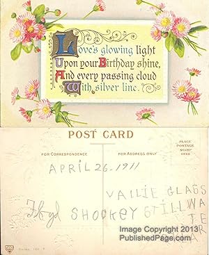Vintage Postcard - Birthday Greetings with Daisies