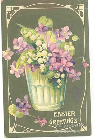 Vintage Postcard - "Easter Greeting" - A Bouquet of Spring Flowers