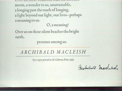 Archibald MacLeish voyage to the moon Archibald MacLeish voyage to the moon