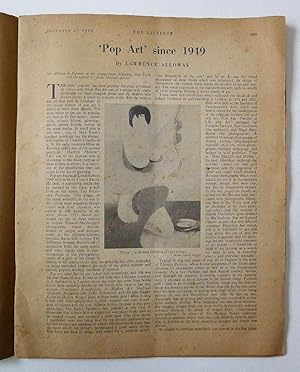 'Pop Art' since 1949 by Lawrence Alloway as published in The Listener, Vol. LXVIII, No. 1761, Thu...