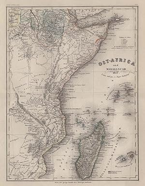 Stahlstich- Karte, v. Radefeld b. B.I., "Ost-Africa und Madagascar .".