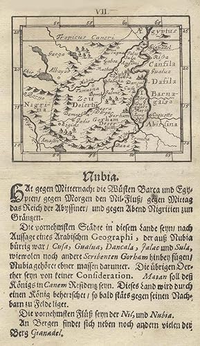 Kupferstich- Karte, von Joh. Ulrich Müller in Ulm, "Nubia.".