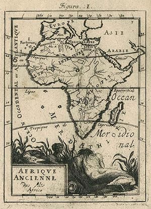 Kupferstich- Karte, aus Mallet ( Deut. Ausgabe), "Afriqve Ancienne das Alte Africa".