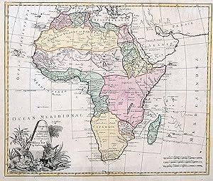 Kupferstich- Karte, von Jean ( d.i. Johann ) Walch b. Martin Will, "Charte de L Afrique publiée p...