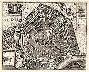 Stadtplan, mit Erklärungen, "Grondtekening der Stad Gouda".