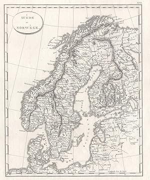Kupferstich- Karte, n. Arrowsmith aus Pinkertons "Géographie moderne", "Suède et Norwège".