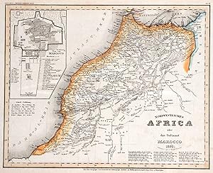 Stahlstich- Karte, v. Radefeld aus Meyers Grosser Handatlas, "Nordwestliches Africa oder das Sult...