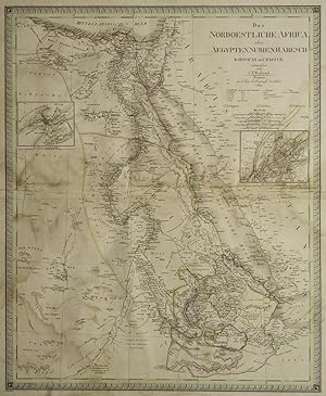 Kupferstich- Karte, n. C.F. Weiland b. Geogr. Inst. Weimar, "Das Nordoestliche Africa oder Aegypt...