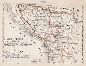 Lithografie- Karte, v. Herrmann aus Schliebens Atlas von Europa, "I. Ejalet Rumili ." und II. Eja...