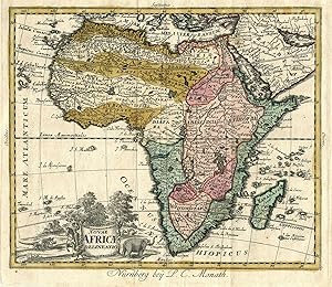 Kupferstich- Karte, bei Pet. Conr. Monath in Nürnberg, "Novae Africae delineatio".