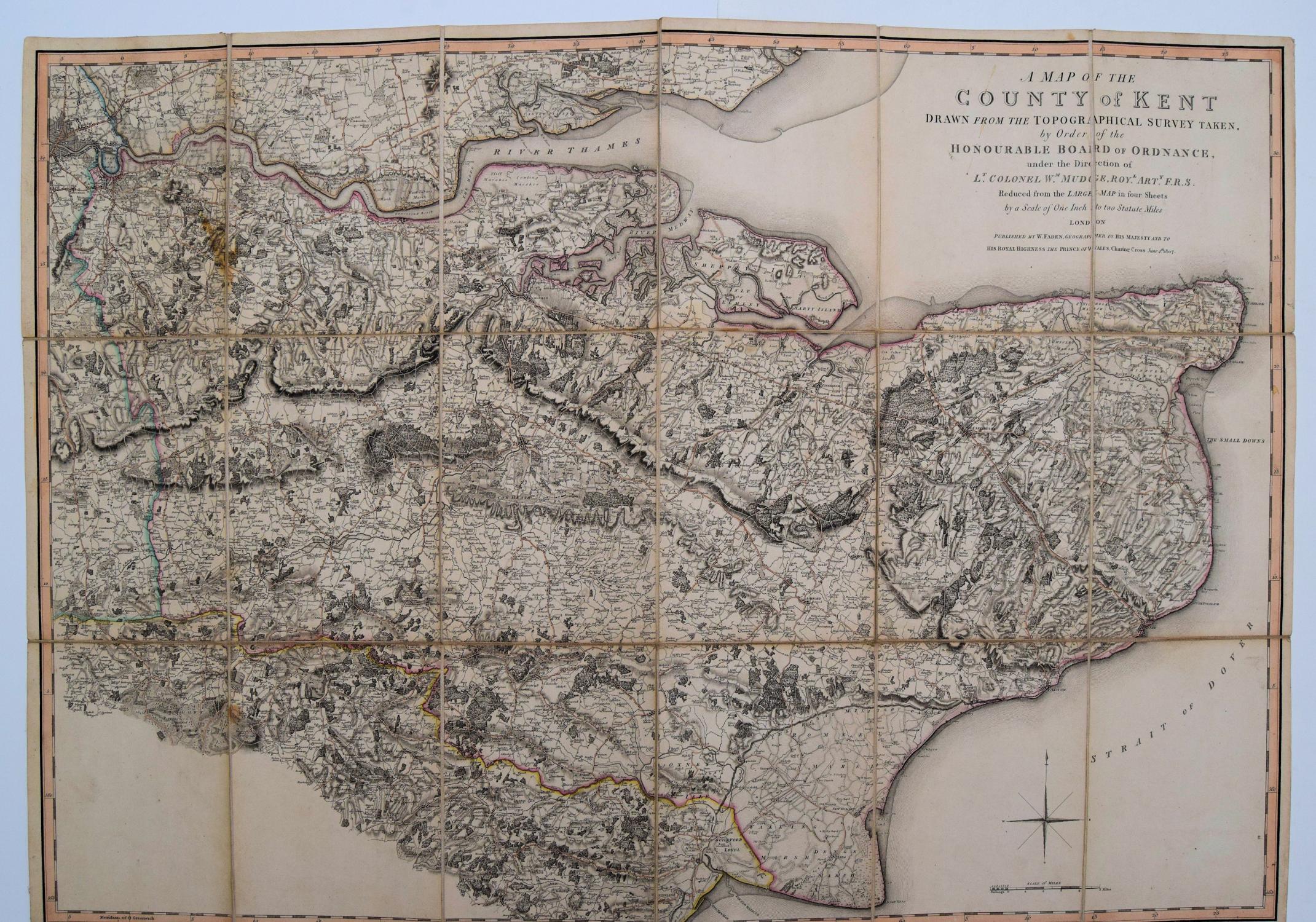 A Map Of The County Of Kent Drawn From The Topographical Survey Taken