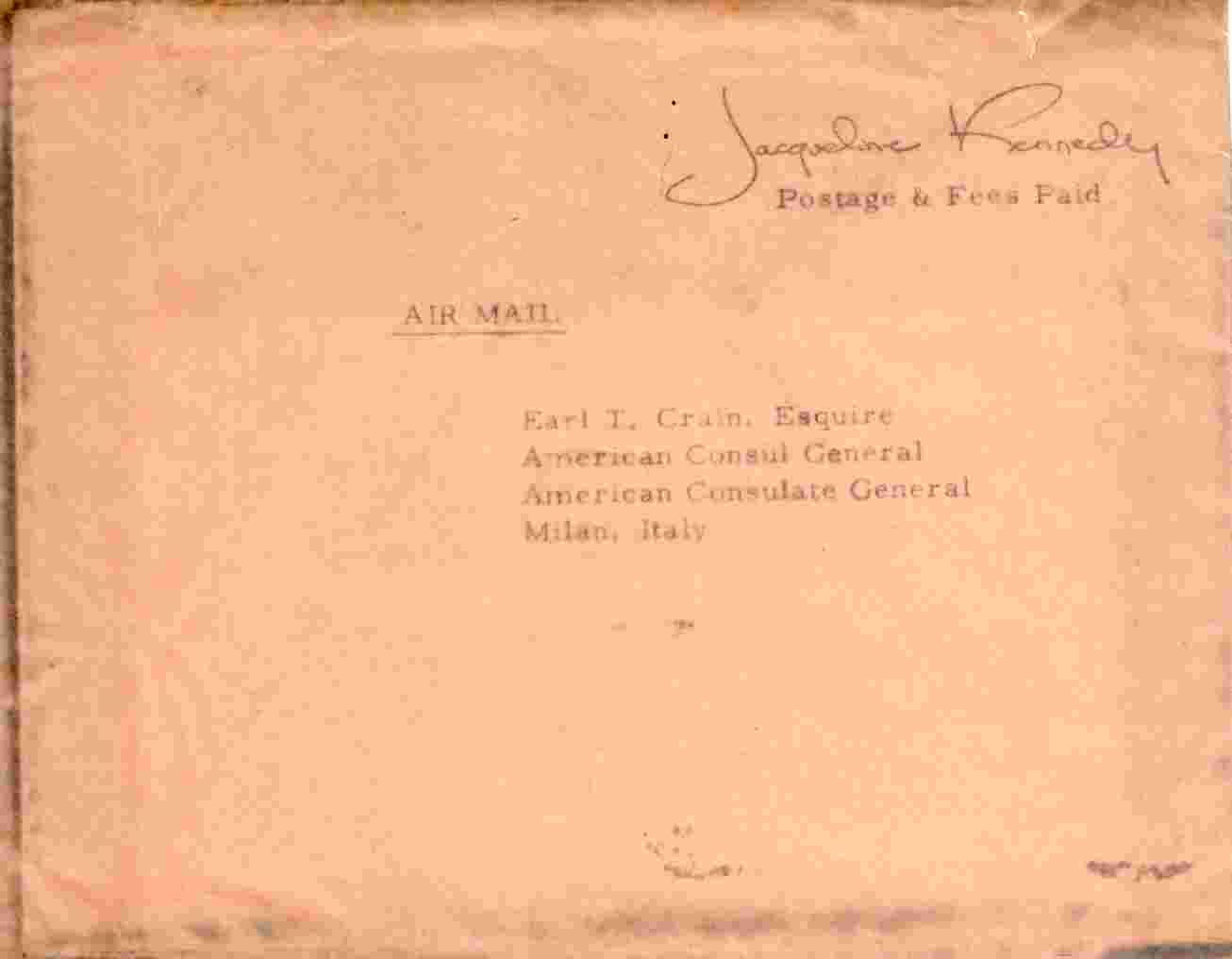 Letter From Jacky Kennedy To Earl T Crain Very Good No