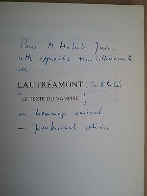LAUTREAMONT : Le Texte du Vampire [ ENVOI de l' Auteur à H. JUIN ]