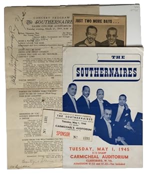 Two Southernaires programs from 1945, one of which is Signed by All Five Members of this Singing ...