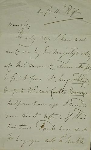 Autograph letter signed, 2-sides 8vo, conjugate leaf removed, [to the portrait painter John Partr...