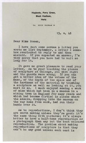 Typed letter signed ("Henry Moore").