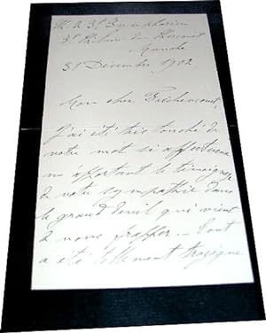 Lettre Autographe du Vicomte Gabriel de Miramon-Fargues adressée à Raoul de FRECHENCOURT de la Ga...