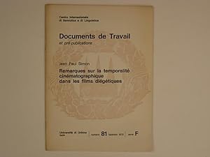 Documents de travail et pré-publications numero 81 febbraio 1979 serie F : Remarques sur la tempo...