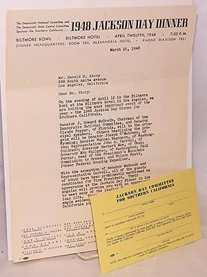 1948 Jackson Day Dinner [with] 1948 Jackson Day Dinner information [3 items together, autographed...