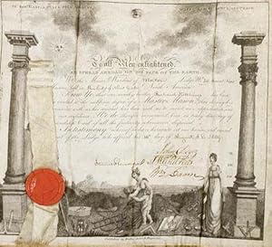 Engraved Master Mason Masonic Certificate, framed and printed on Vellum, New York