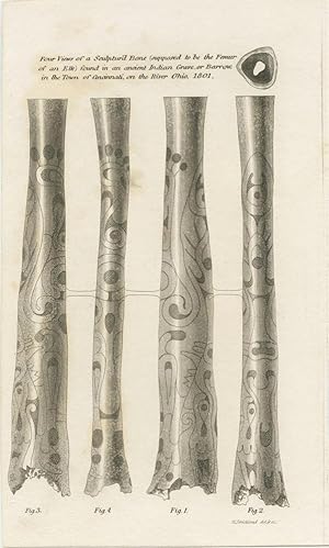 Four Views of a Sculptur'd (sic) Bone engraving