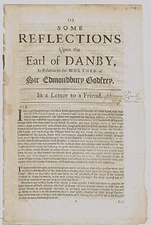 [1679 Popish Plot] Some Reflections Upon the Earl of Danby, in Relation to the Murther of Sir Edm...
