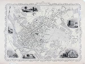Exeter, antique map with vignette views