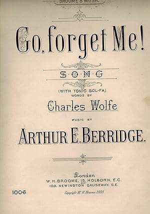 Go, Forget Me Song with Tonic Soll-fa - Vintage Sheet Music